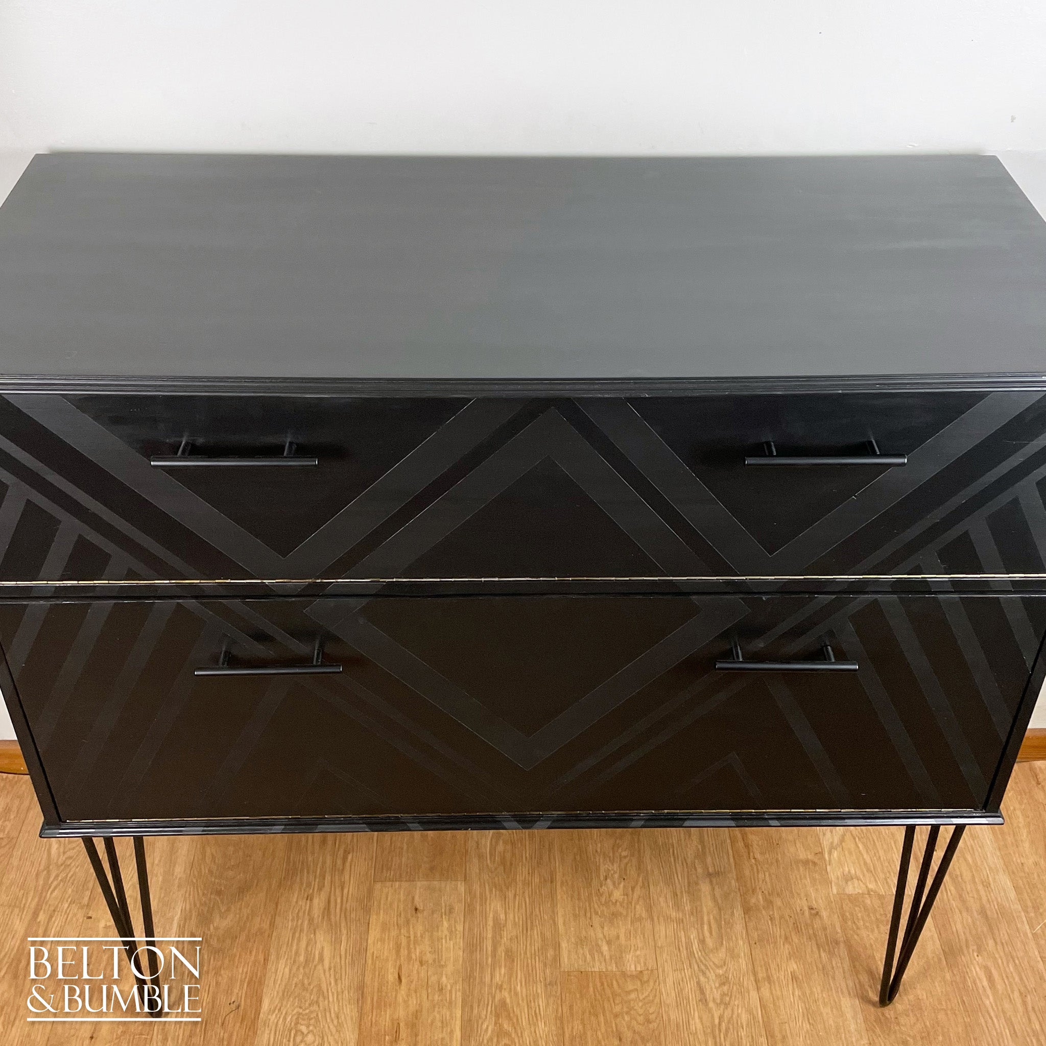 Drinks Cabinet or Record Cabinet in Black with Lift Lid and Fall Front-Belton & Bumble