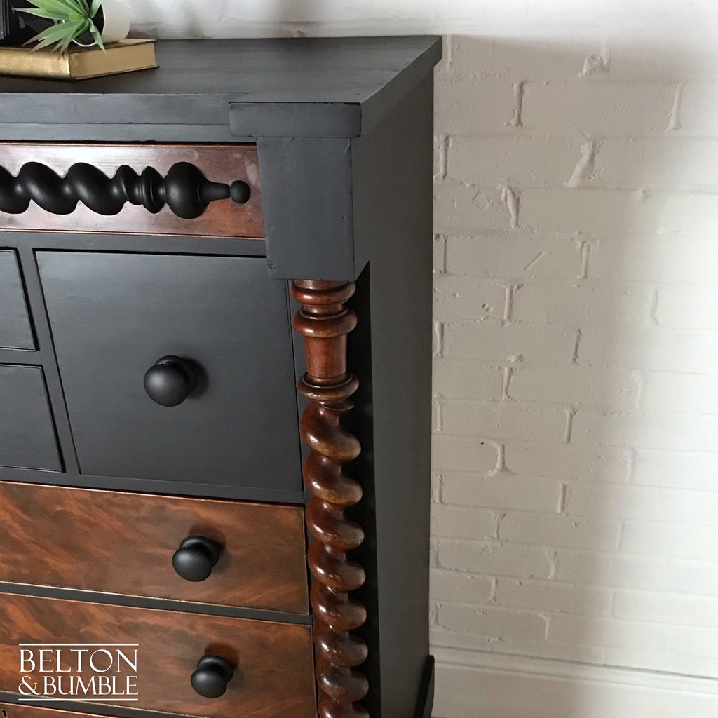 Black and Burr Walnut Large Chest of Drawers-Belton & Bumble