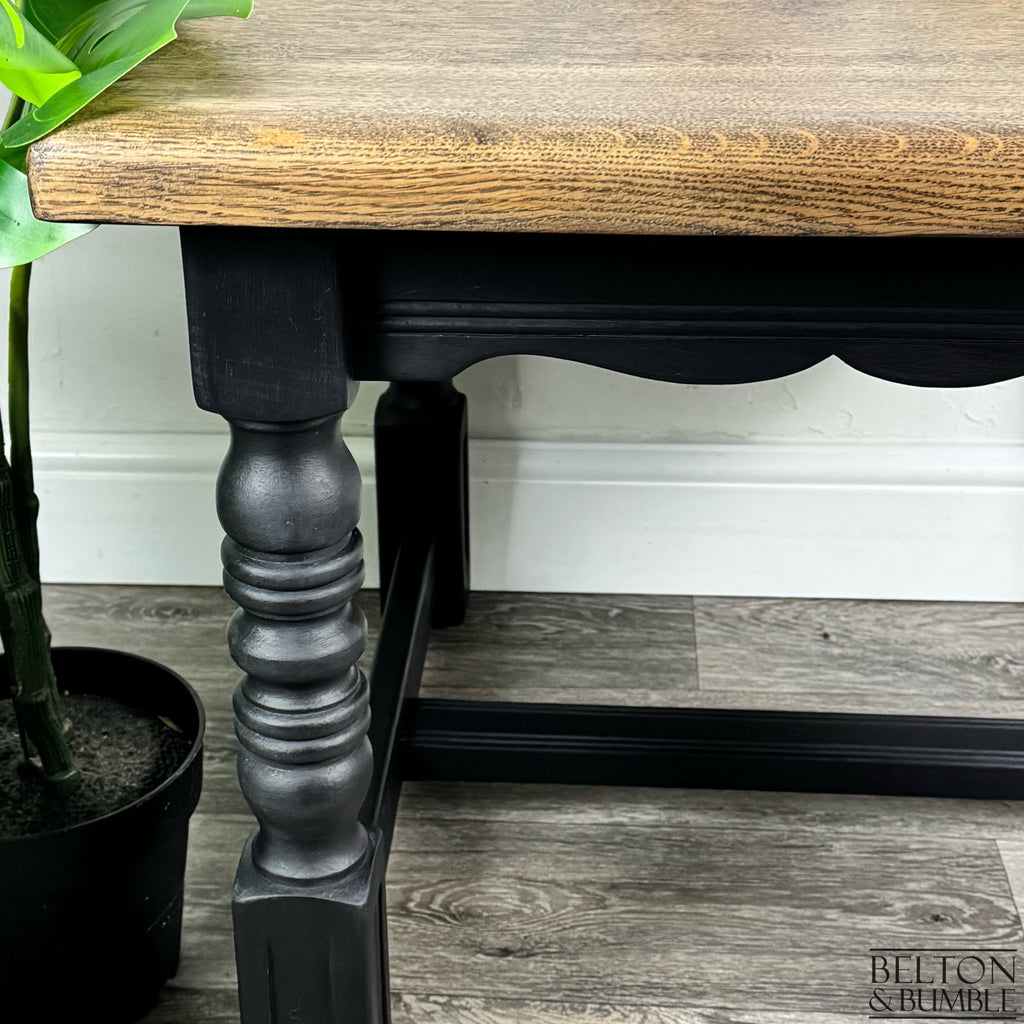 Black Oak Square Coffee Table – front view showing detail