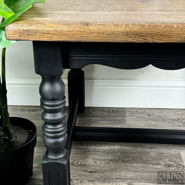 Black Oak Square Coffee Table – front view showing detail
