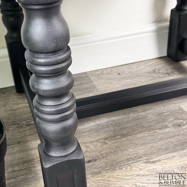 Black Oak Square Coffee Table – Lowerprofile highlighting leg shape and silhouette
