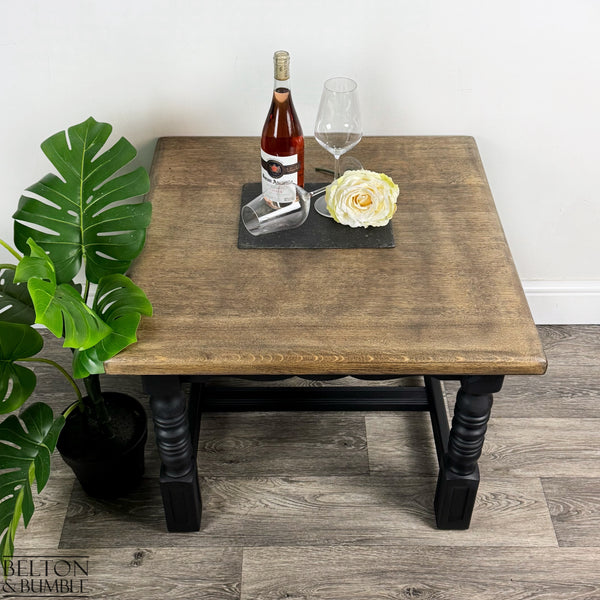 Black Oak Square Coffee Table – Top surface detail showing smooth, satin finish and edge profile