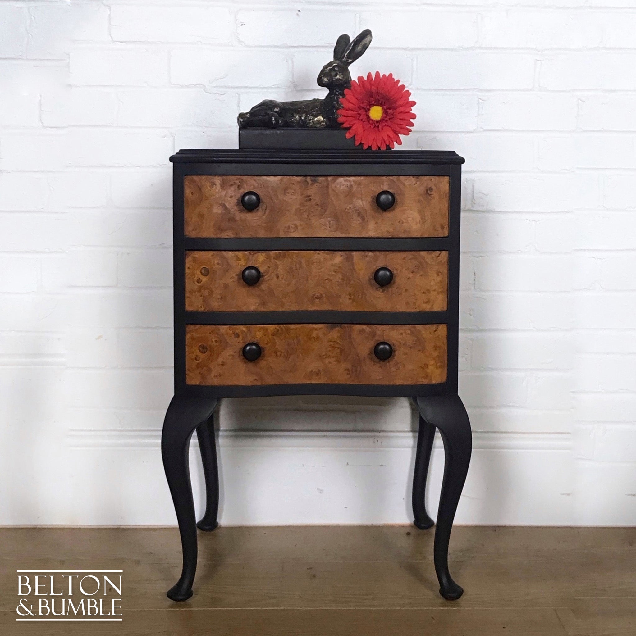 Walnut and Black Petite Chest of Drawers-Belton & Bumble