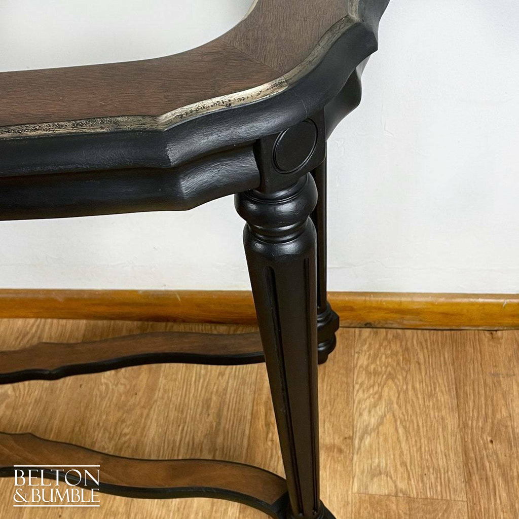 Glass Topped Mahogany Hallway Console Table in Black and Gold-Belton & Bumble