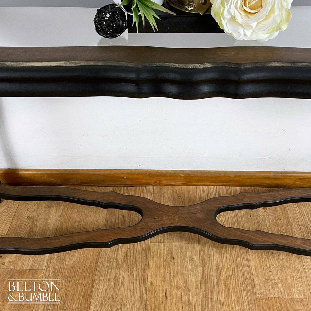 Glass Topped Mahogany Hallway Console Table in Black and Gold-Belton & Bumble