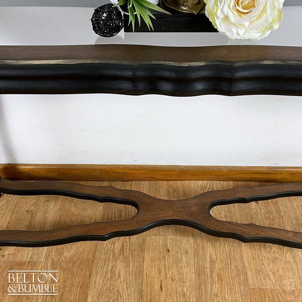 Glass Topped Mahogany Hallway Console Table in Black and Gold-Belton & Butler
