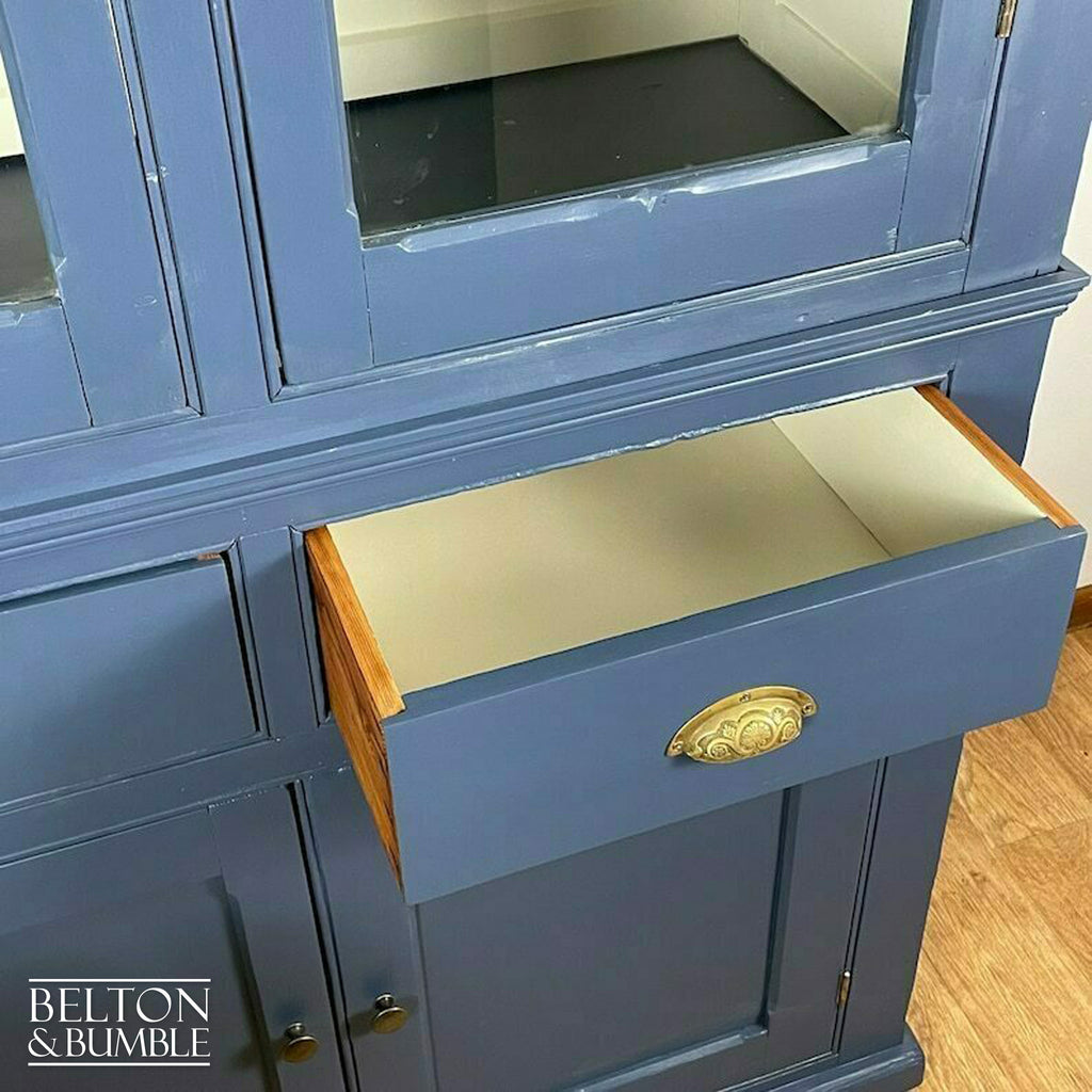 Large Vintage Dresser Display Cupboard in Blue & Cream-Belton & Bumble