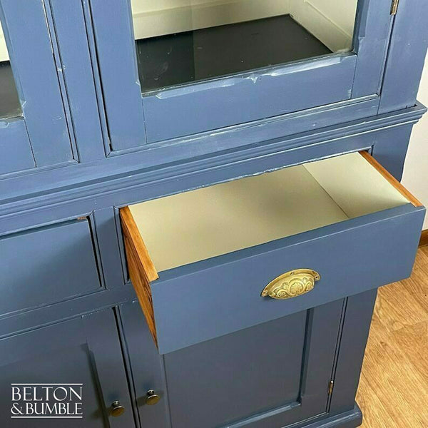 Large Vintage Dresser Display Cupboard in Blue & Cream-Belton & Butler