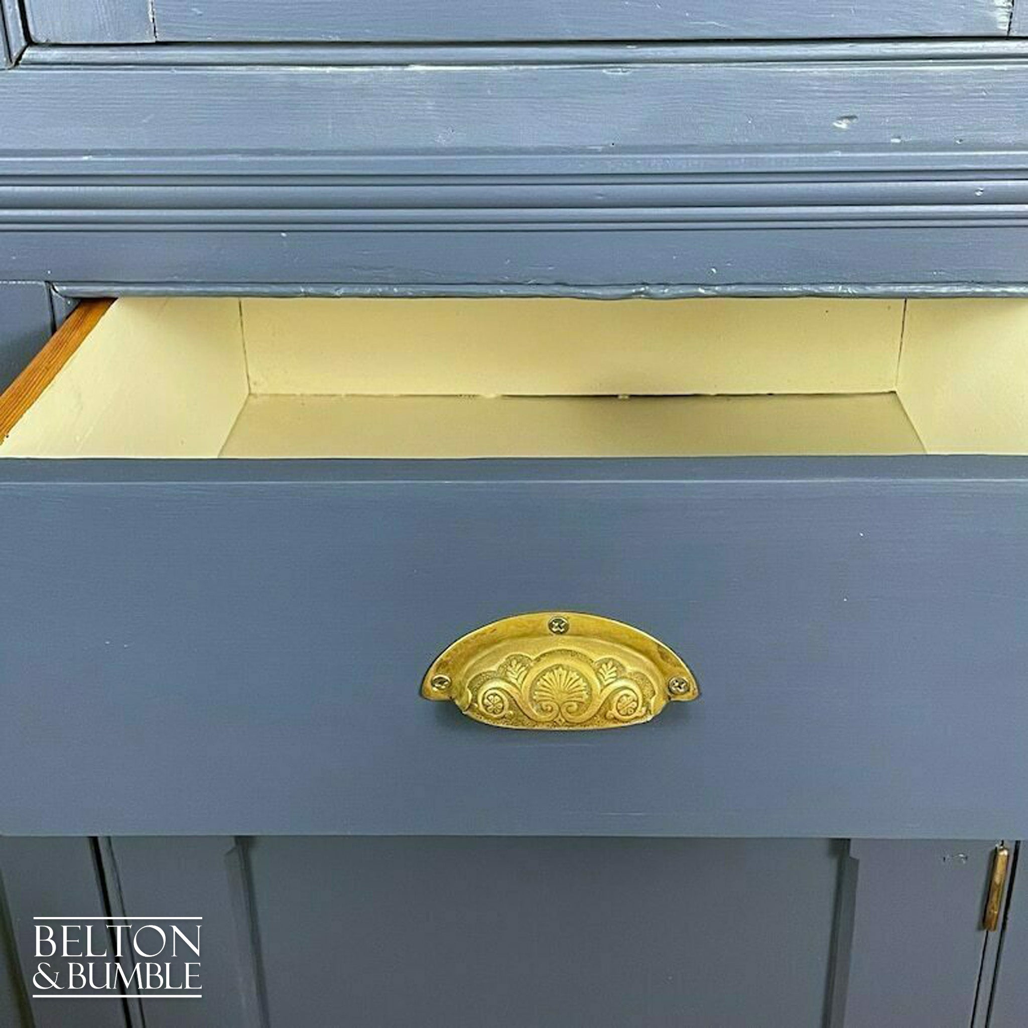Large Vintage Dresser Display Cupboard in Blue & Cream-Belton & Bumble