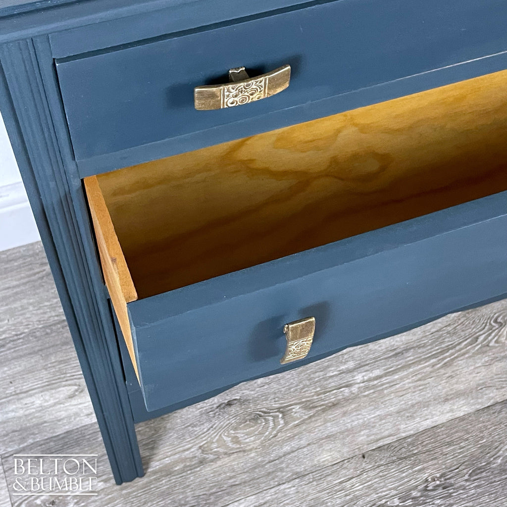 Three Drawer Chest of Drawers in Blue and Walnut-Belton & Bumble