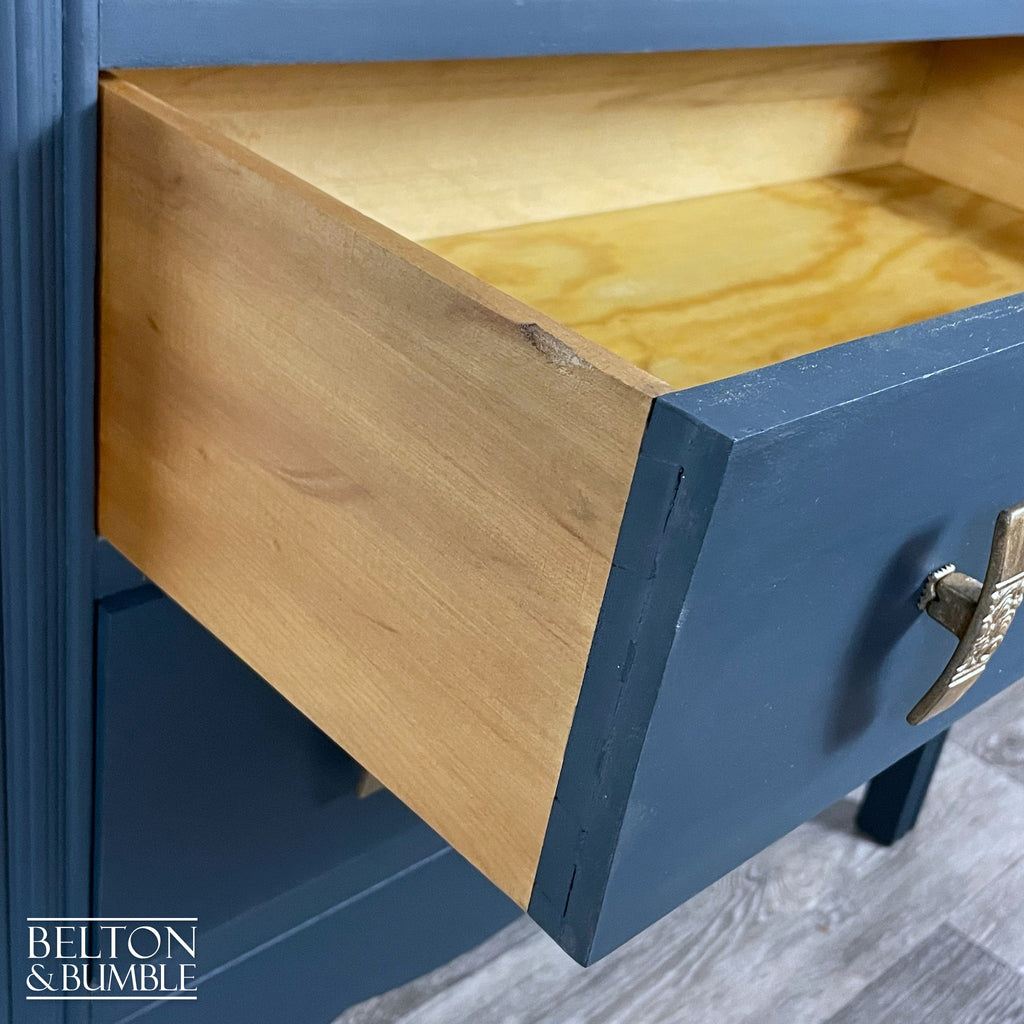 Three Drawer Chest of Drawers in Blue and Walnut-Belton & Bumble