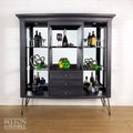 Bow Fronted Glass and Mirrored Drinks Cabinet in Dark Purple-Belton & Bumble
