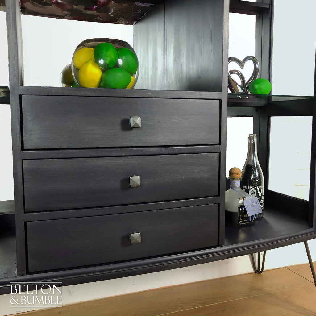 Bow Fronted Glass and Mirrored Drinks Cabinet in Dark Purple-Belton & Bumble