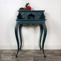 Petite Console Bureau Hallway Table in Dark Teal Blue and Bronze-Belton & Bumble