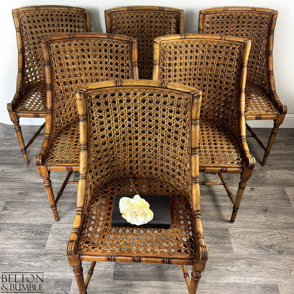 Set of 6 Vintage Bamboo & Cane Dining Chairs-Belton & Butler