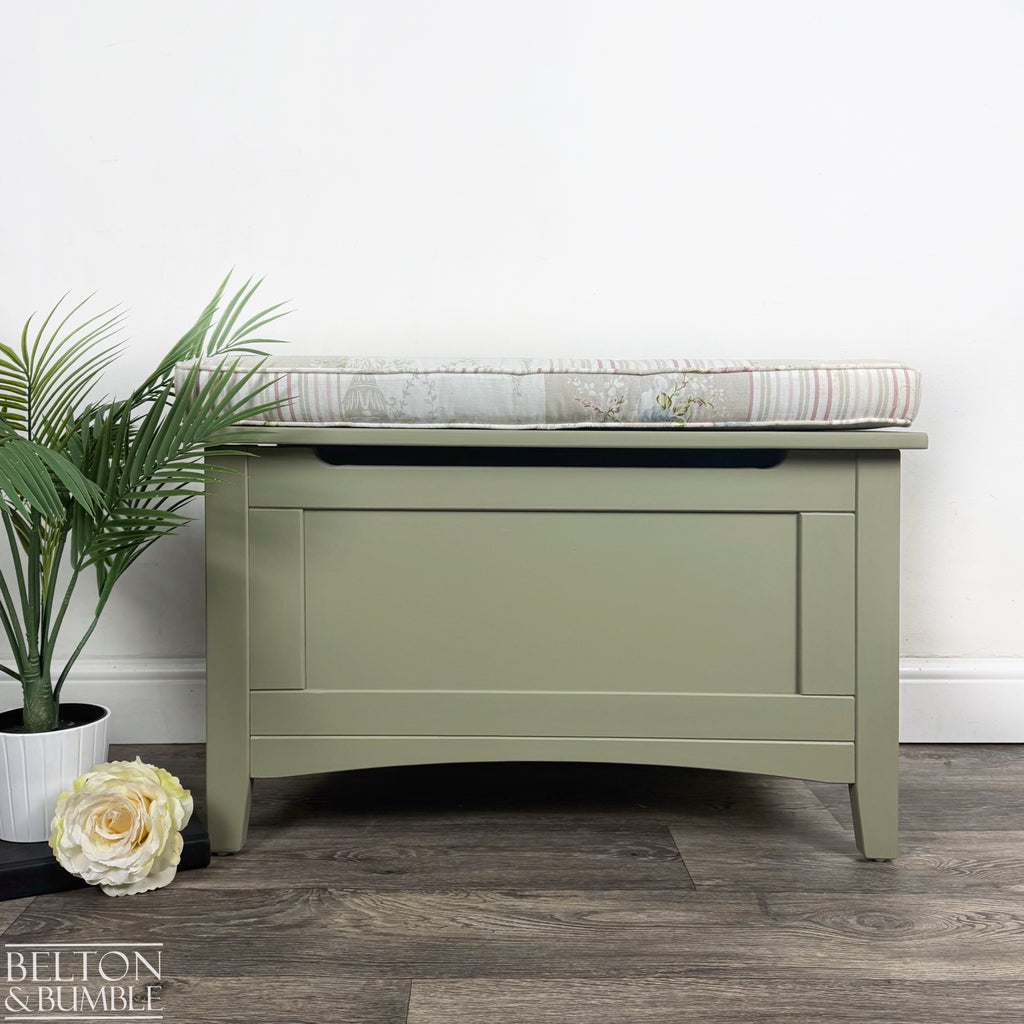 Pine Blanket Box in Lichen Green with Removable Cushion