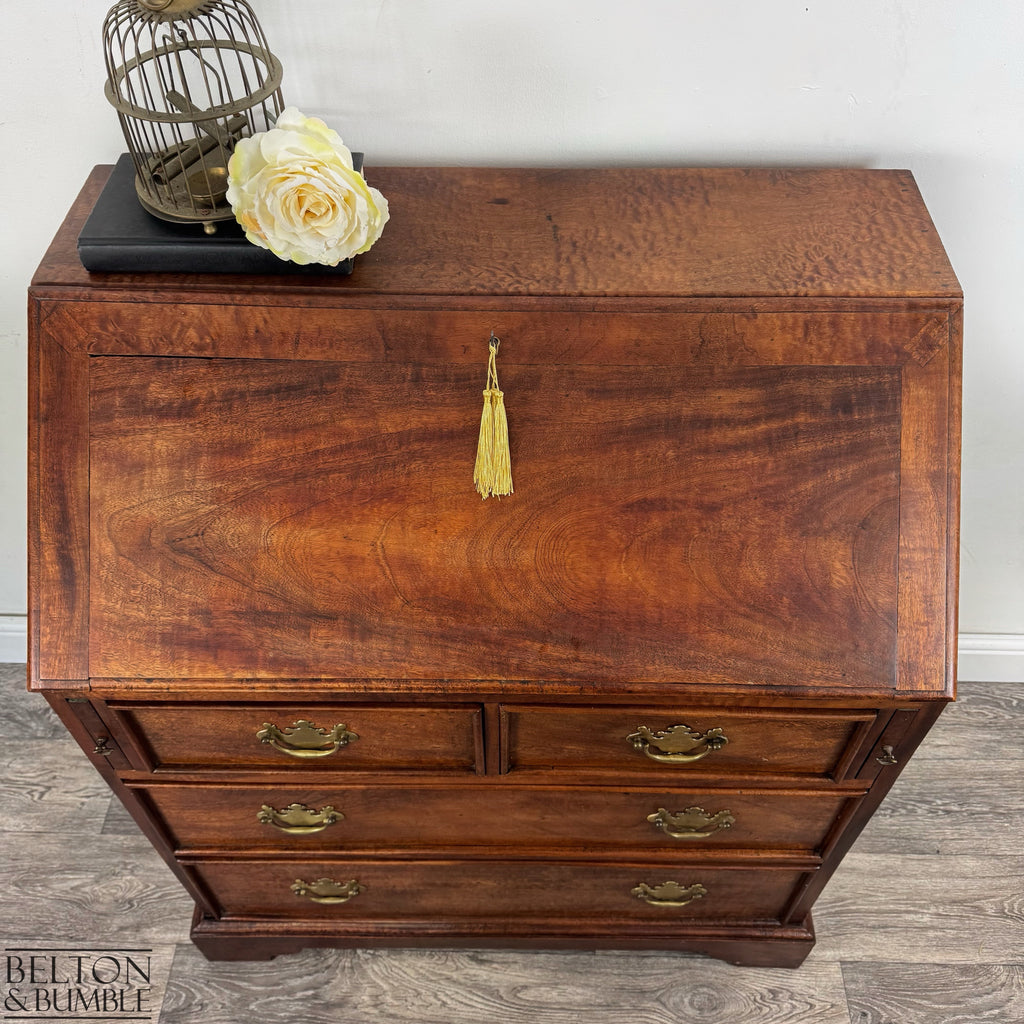 Georgian Mahogany Slant Front Bureau Antique Writing Desk with Fitted Interior-Belton & Bumble