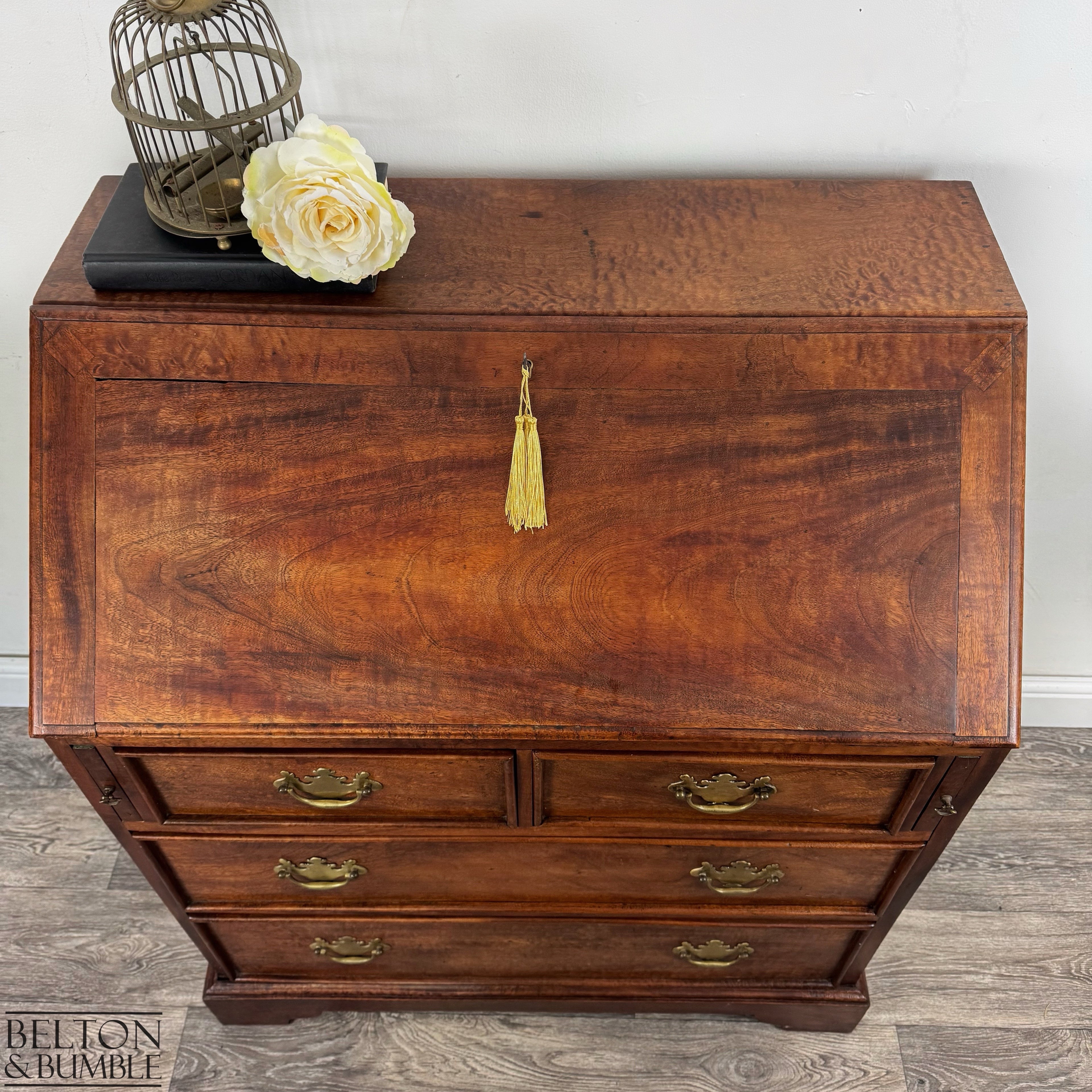 Georgian Mahogany Slant Front Bureau Antique Writing Desk with Fitted Interior-Belton & Bumble