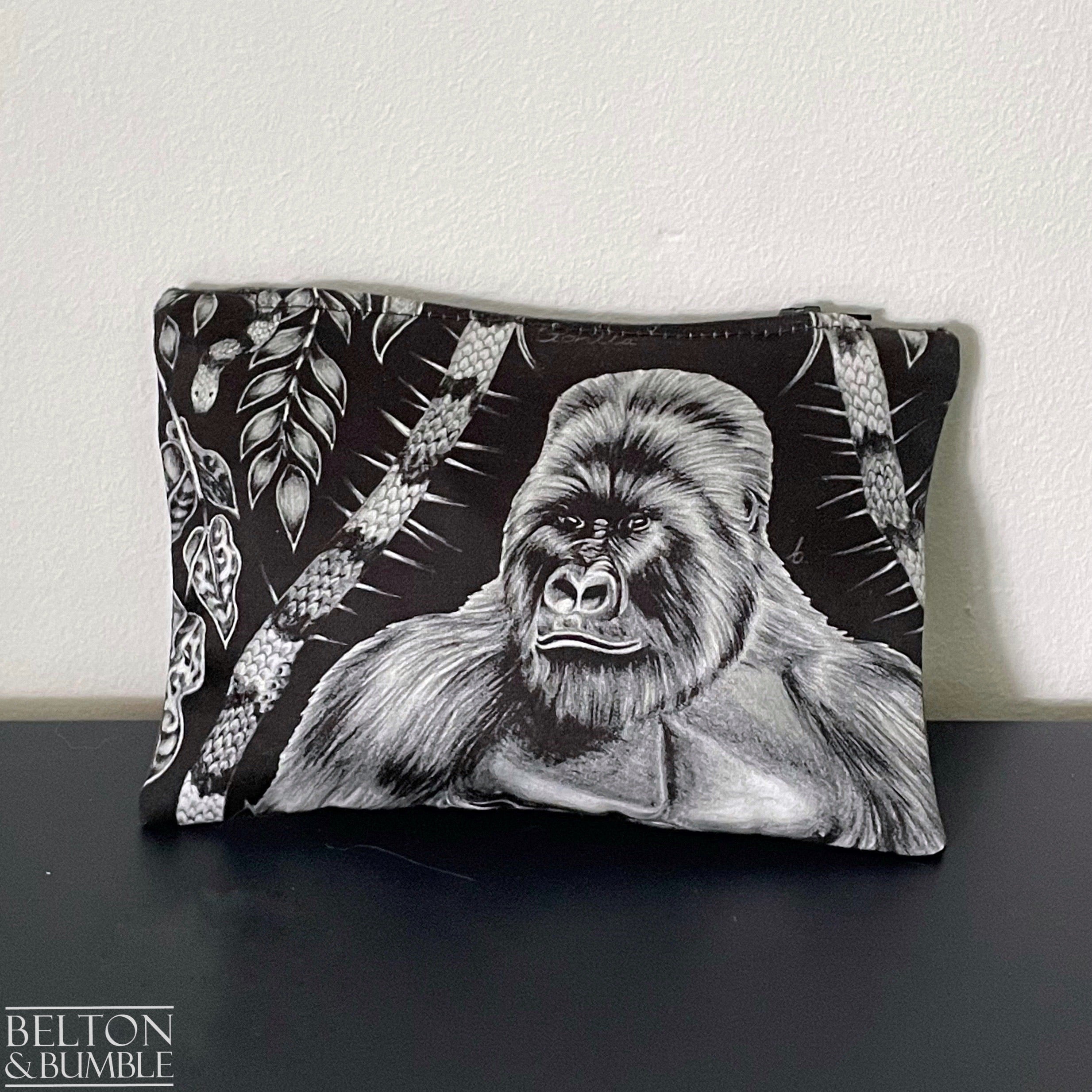 Handmade Make Up / Jewellery Bag in “Silverback” Fabric by Emma Shipley-Belton & Bumble