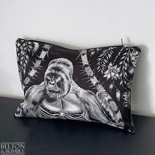 Handmade Make Up / Travel Toiletries Bag in “Silverback” Fabric by Emma Shipley-Belton & Bumble