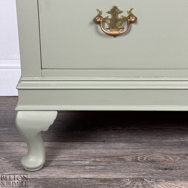 Four Drawer Mahogany Chest of Drawers in Light Sage Green