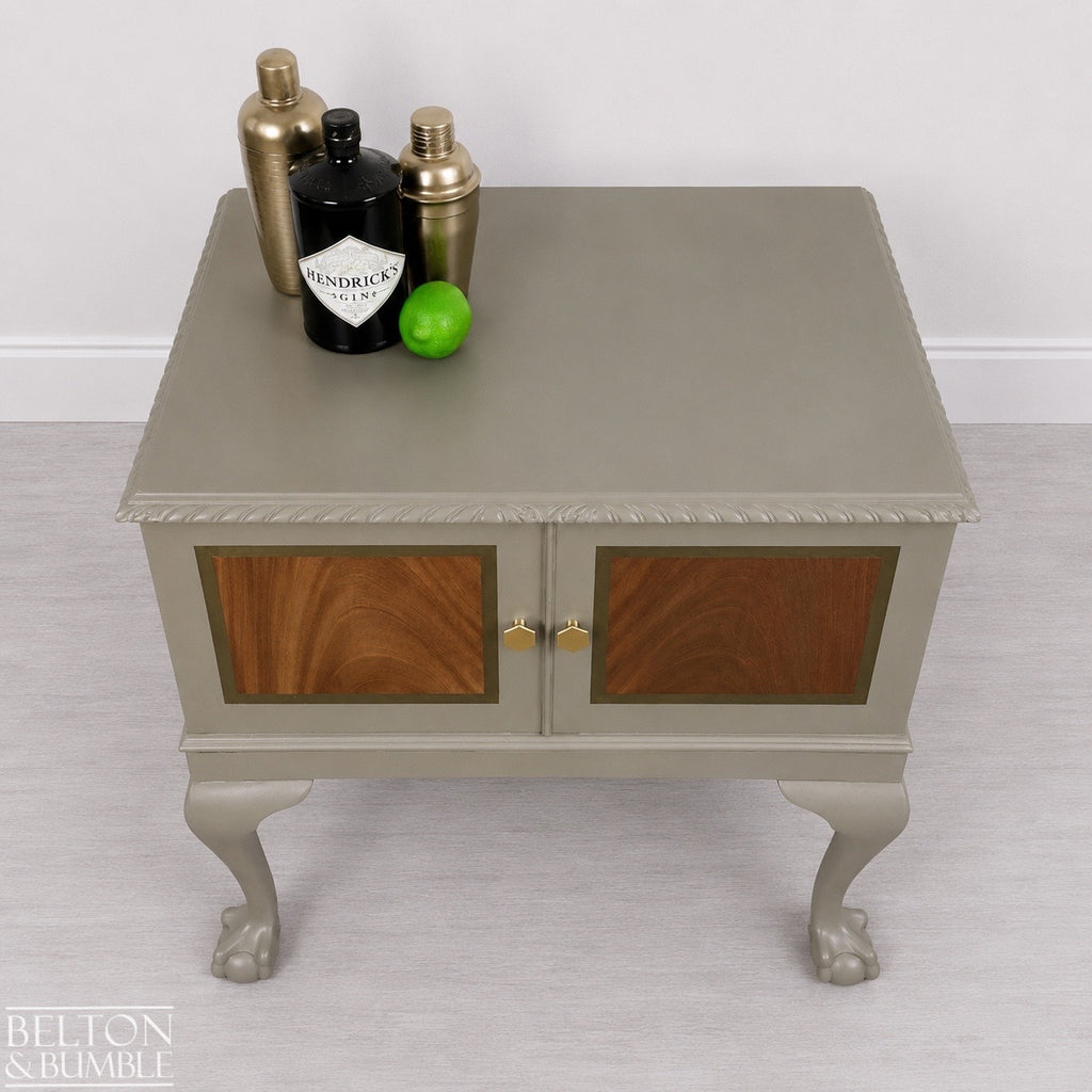 Mahogany Cocktail Cabinet in Green Grey and Bronze