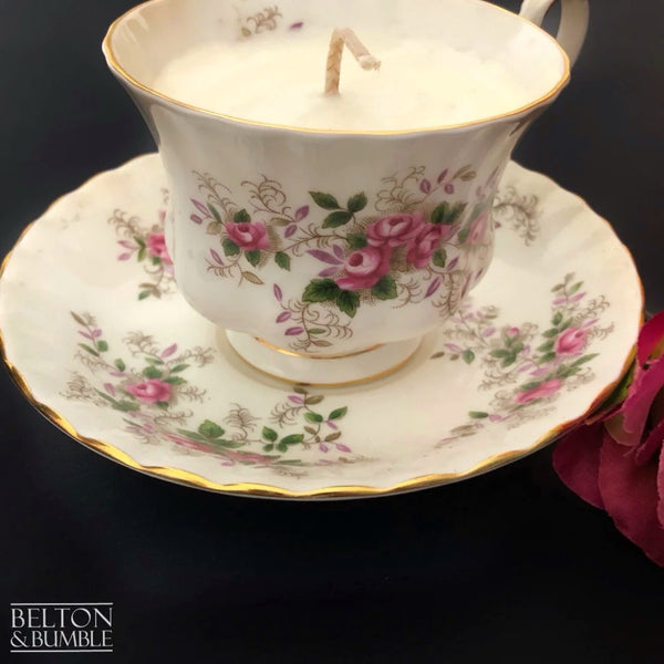Soy Wax Vintage Teacup and Saucer Candle with “Baby Powder” Scent-Belton & Butler