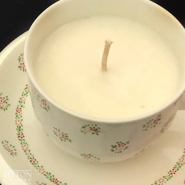 Soy Wax Vintage Teacup and Saucer Candle with “Vanilla” Scent-Belton & Butler