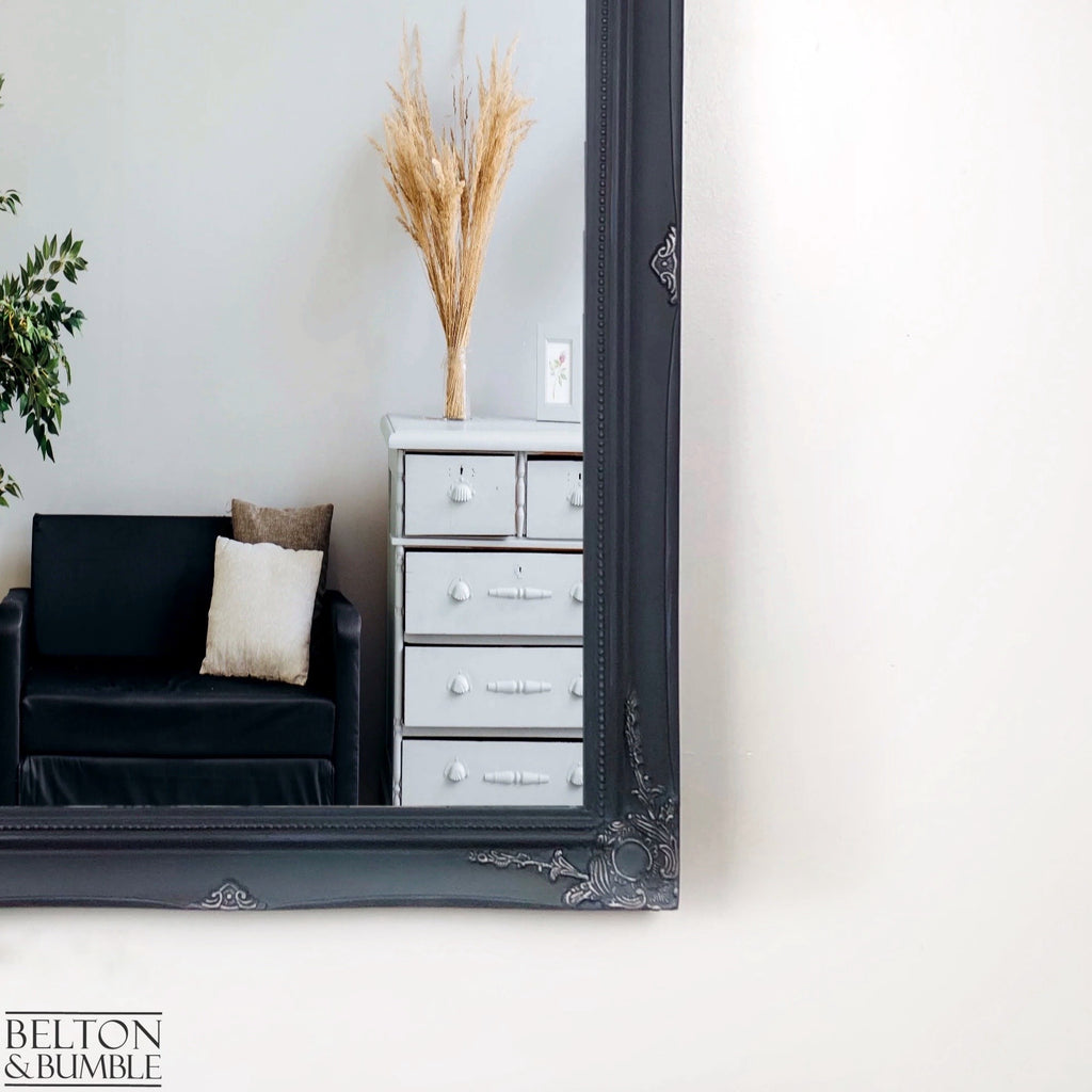 Large Rectangular Carved Wall Hanging Mirror in Blue and Teal-Belton & Bumble