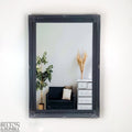 Large Rectangular Carved Wall Hanging Mirror in Blue and Teal-Belton & Bumble