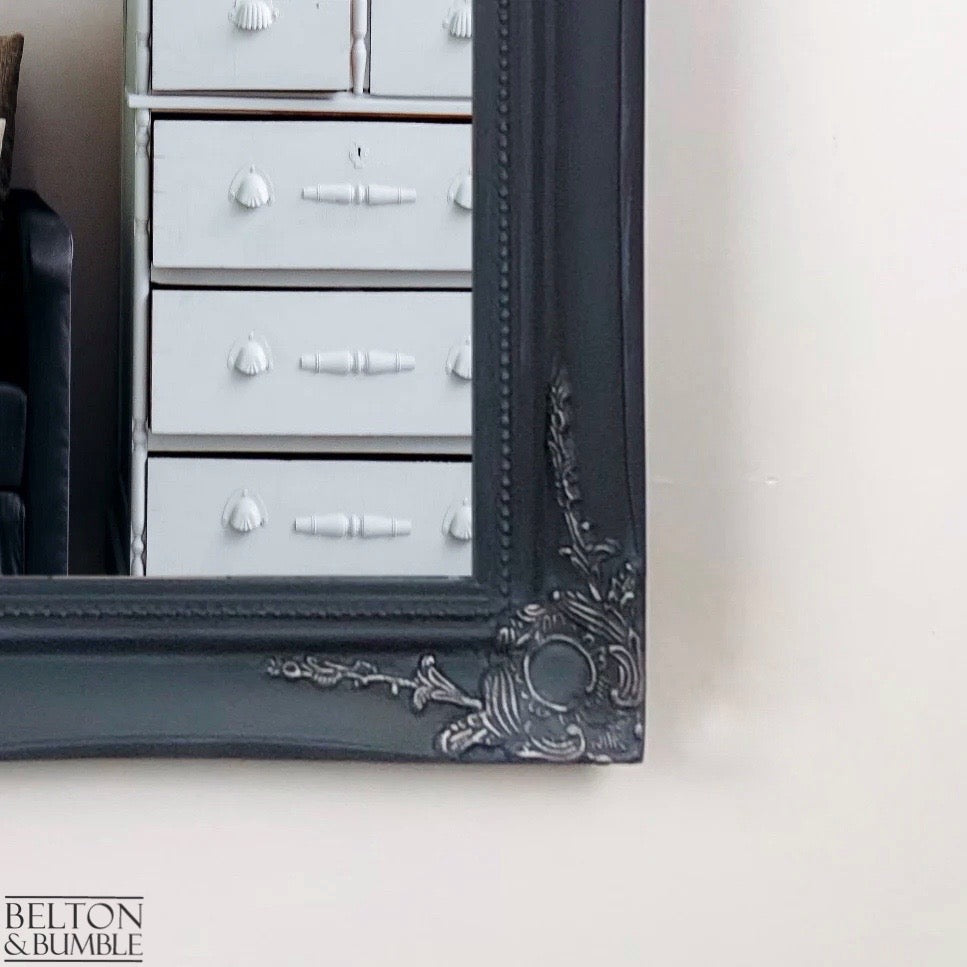Large Rectangular Carved Wall Hanging Mirror in Blue and Teal-Belton & Bumble
