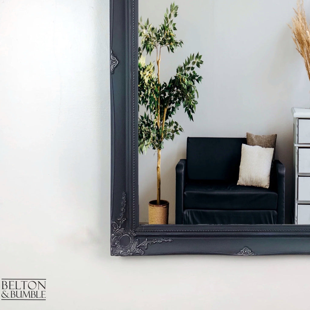 Large Rectangular Carved Wall Hanging Mirror in Blue and Teal-Belton & Bumble