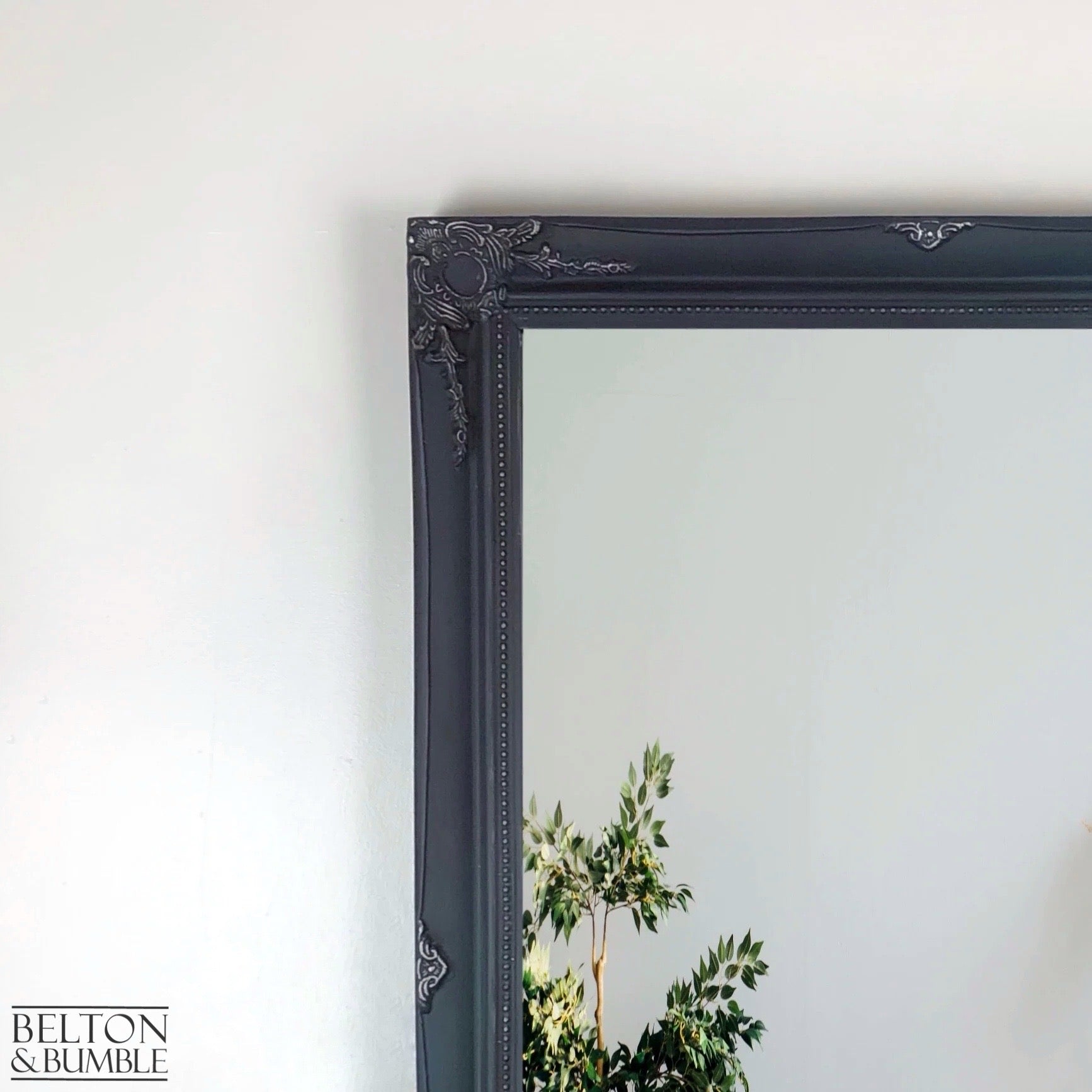 Large Rectangular Carved Wall Hanging Mirror in Blue and Teal-Belton & Bumble