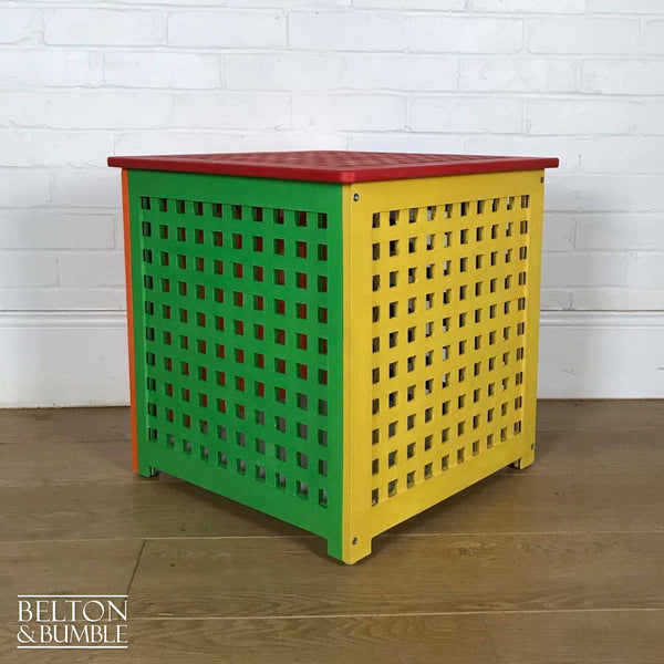 Children’s Multi Coloured Toy Storage Box – angled view showing proportions and stance