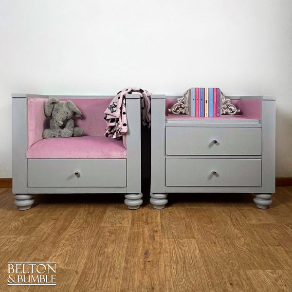 Children’s Reading Seat and Storage Bookcase Set – front view showing overall layout