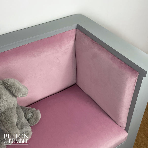 Children’s Reading Seat and Storage Bookcase Set – Velvet chair padding right