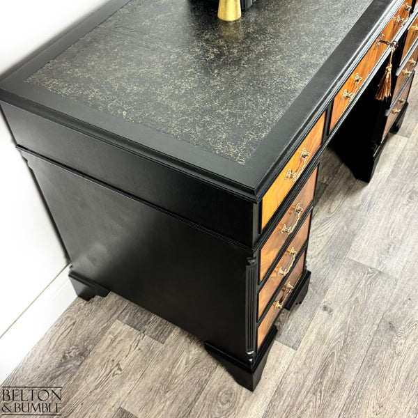 Classic Mahogany Twin Pedestal Desk in Black — Side profile showing depth and classic proportions