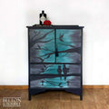 Cocktail Cupboard in Navy with Hand Painted Bird Design-Belton & Bumble