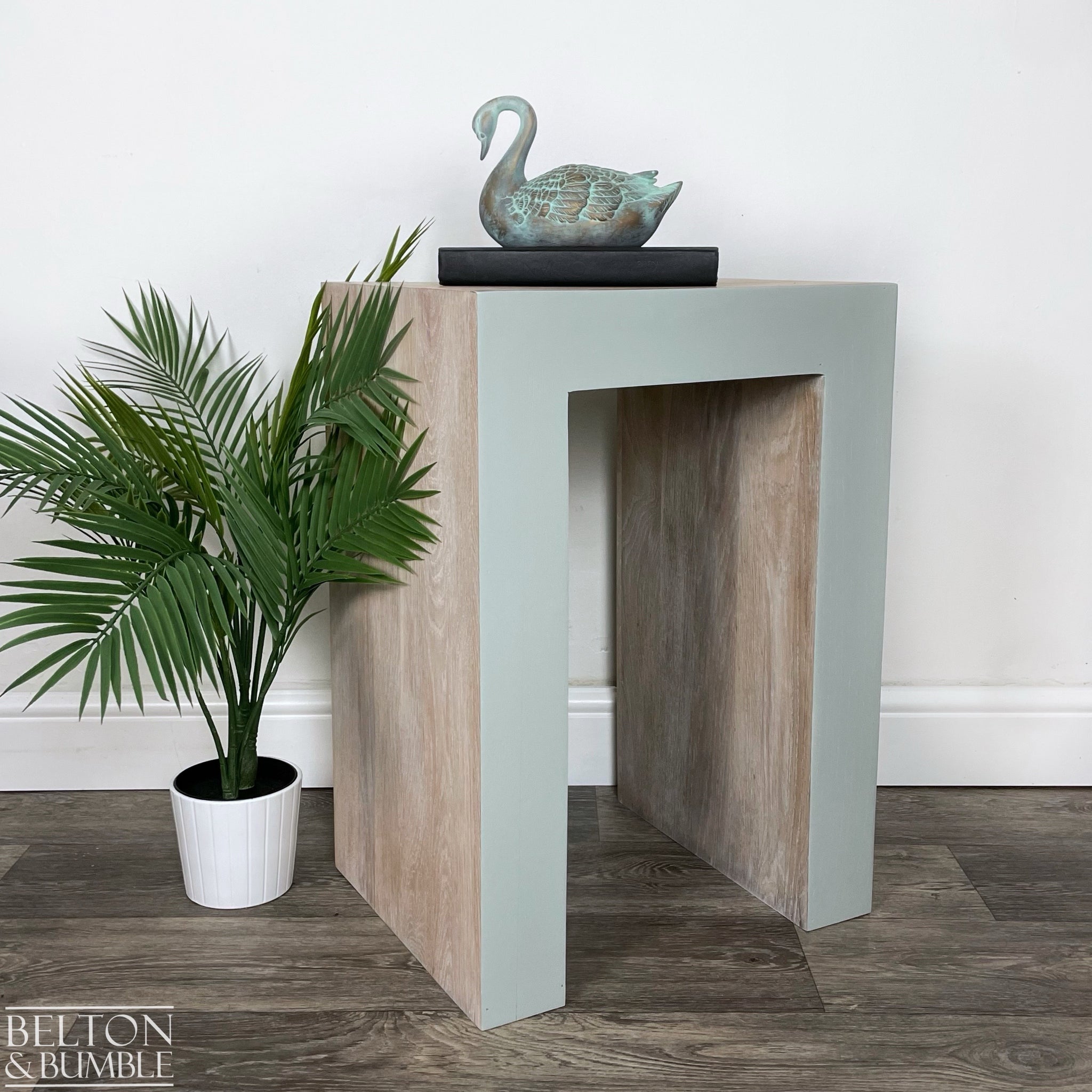 Contemporary Oak Side Table – angled view showing proportions and stance