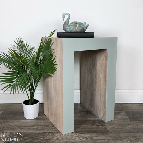 Contemporary Oak Side Table – angled view showing proportions and stance