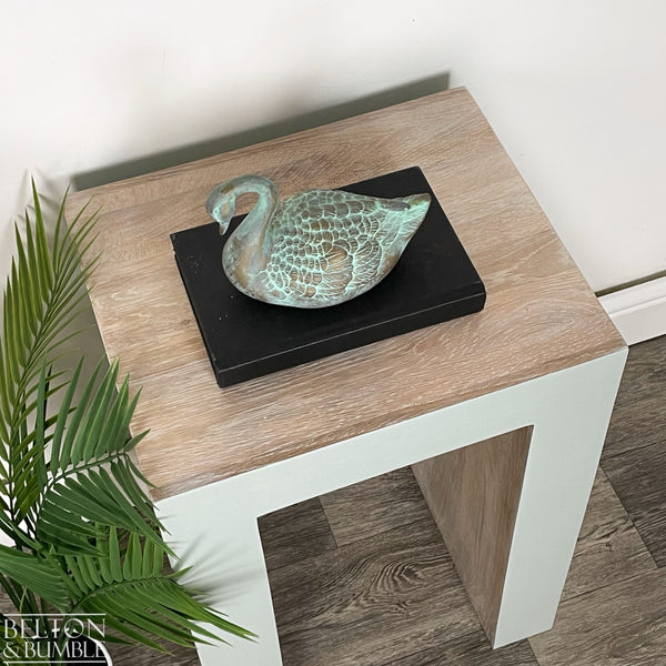 Contemporary Oak Side Table – Restored vintage piece with oak accents and polished top