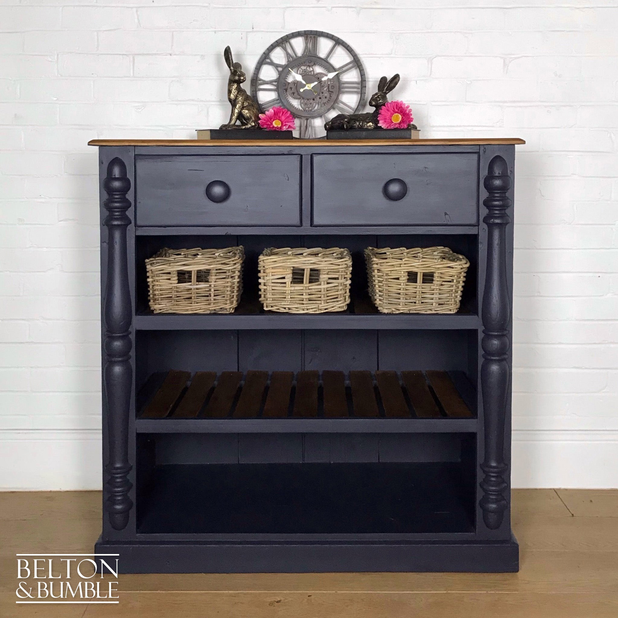 Navy Blue Large Shelved Country Storage Unit-Belton & Bumble
