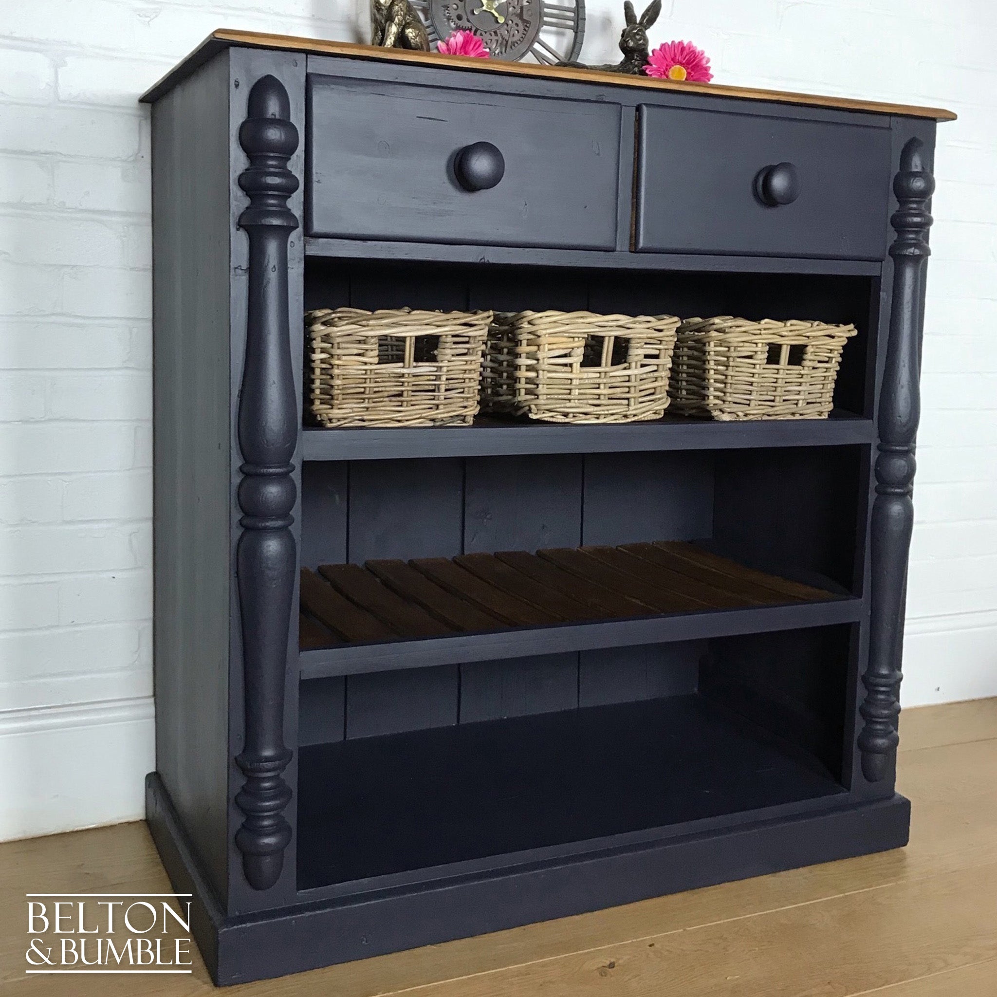 Navy Blue Large Shelved Country Storage Unit-Belton & Bumble