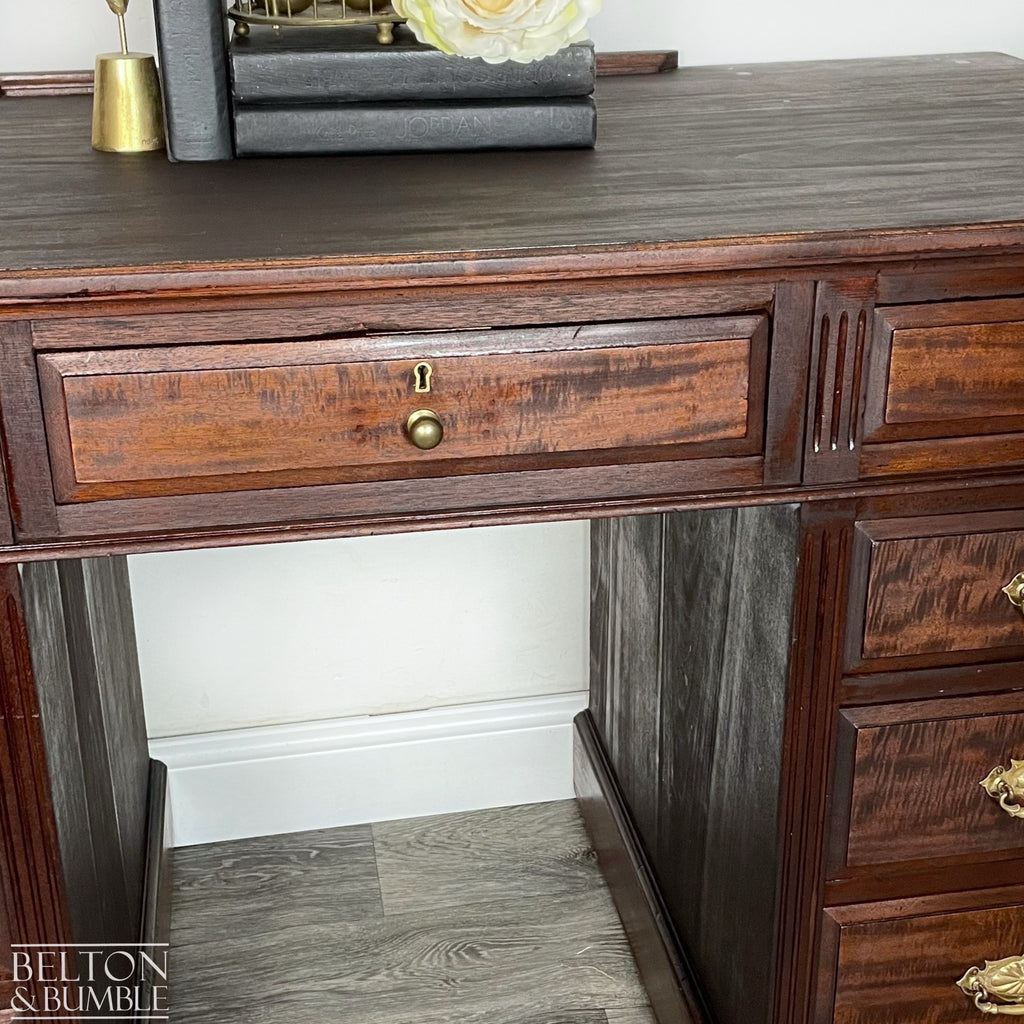 Mahogany Nine Drawer Twin Pedestal Desk-Belton & Bumble