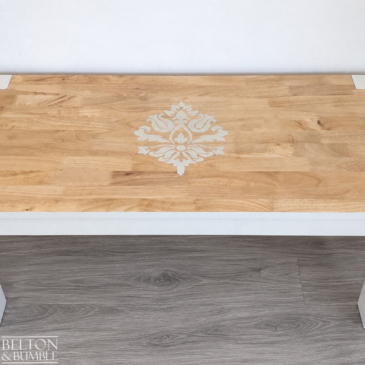 Large Solid Wood Cream Stencilled Coffee Table