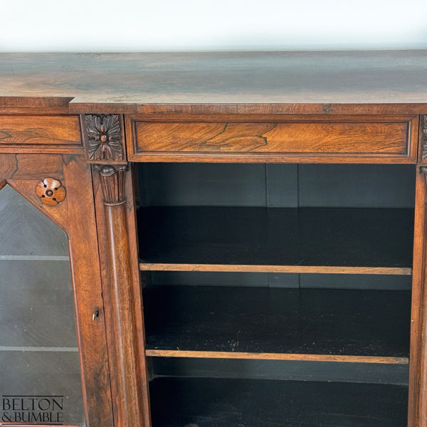 Antique Walnut Side Cabinet with Glazed Doors-Belton & Butler