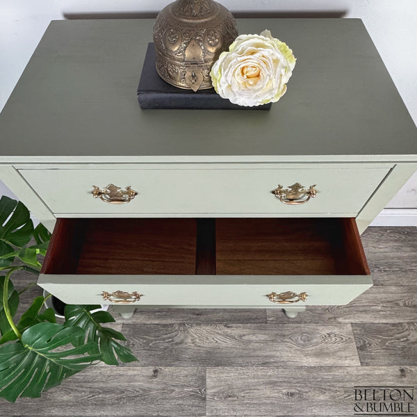 Four Drawer Mahogany Chest of Drawers in Light Sage Green