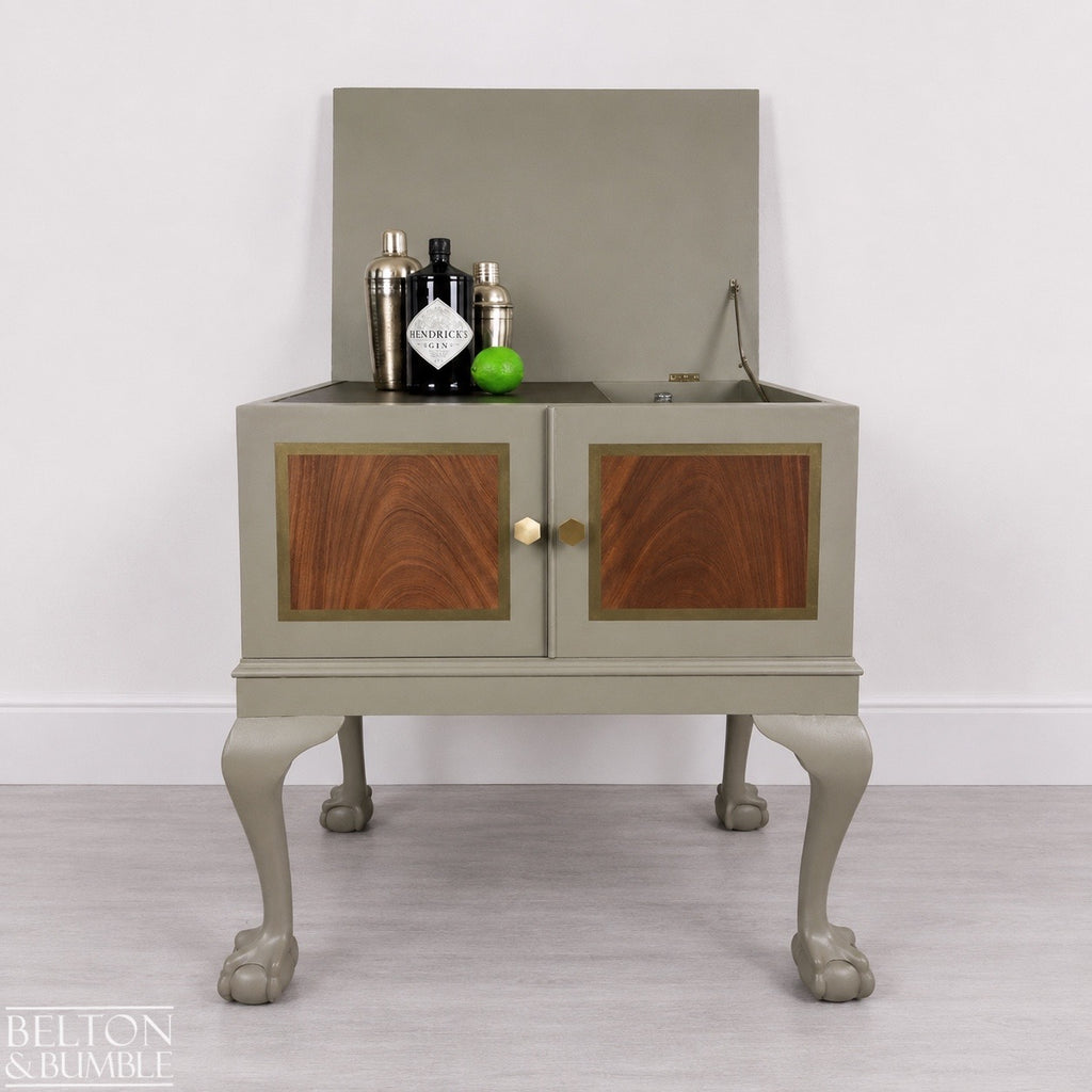 Mahogany Cocktail Cabinet in Green Grey and Bronze