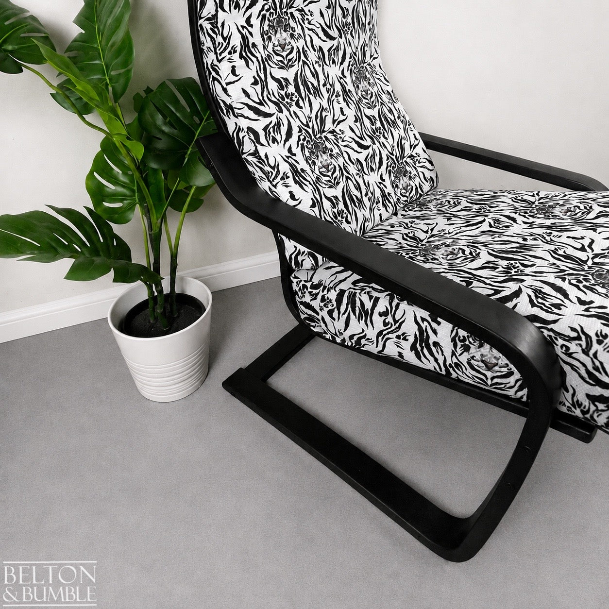 Monochrome Rocker Chair with Tiger Print