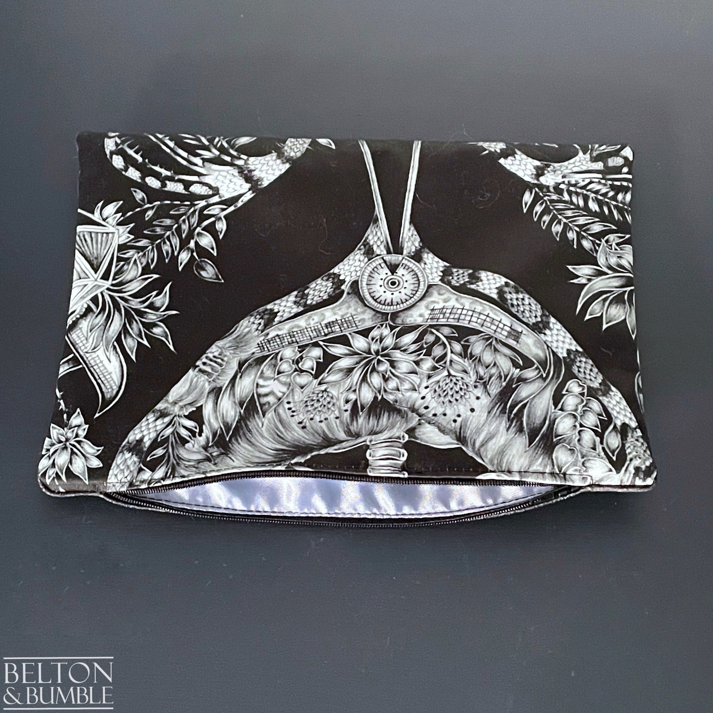 Handmade Make Up / Travel Toiletries Bag in “Silverback” Fabric by Emma Shipley-Belton & Bumble